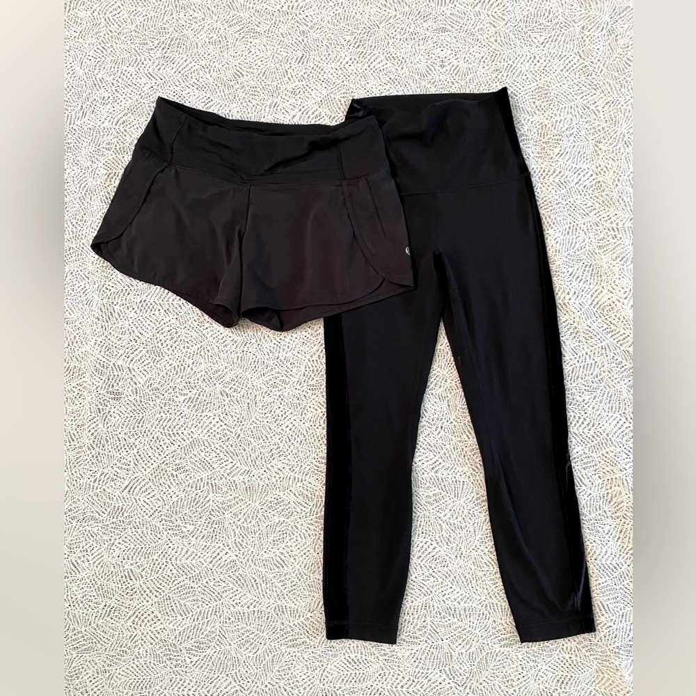 Sz 4 Lululemon Black Shorts + Leggings Bundle
